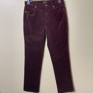 Well Worn Corduroy Velvet Pants Stretch Burgundy‎ Plum Women's Size 10 NWT